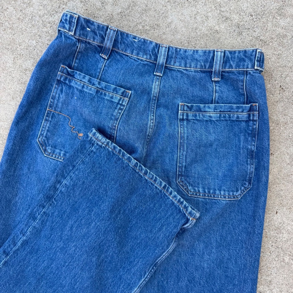We The Free Jeans Womens 28 Blue Wide Leg High Rise Button Fly Denim Boho Retro